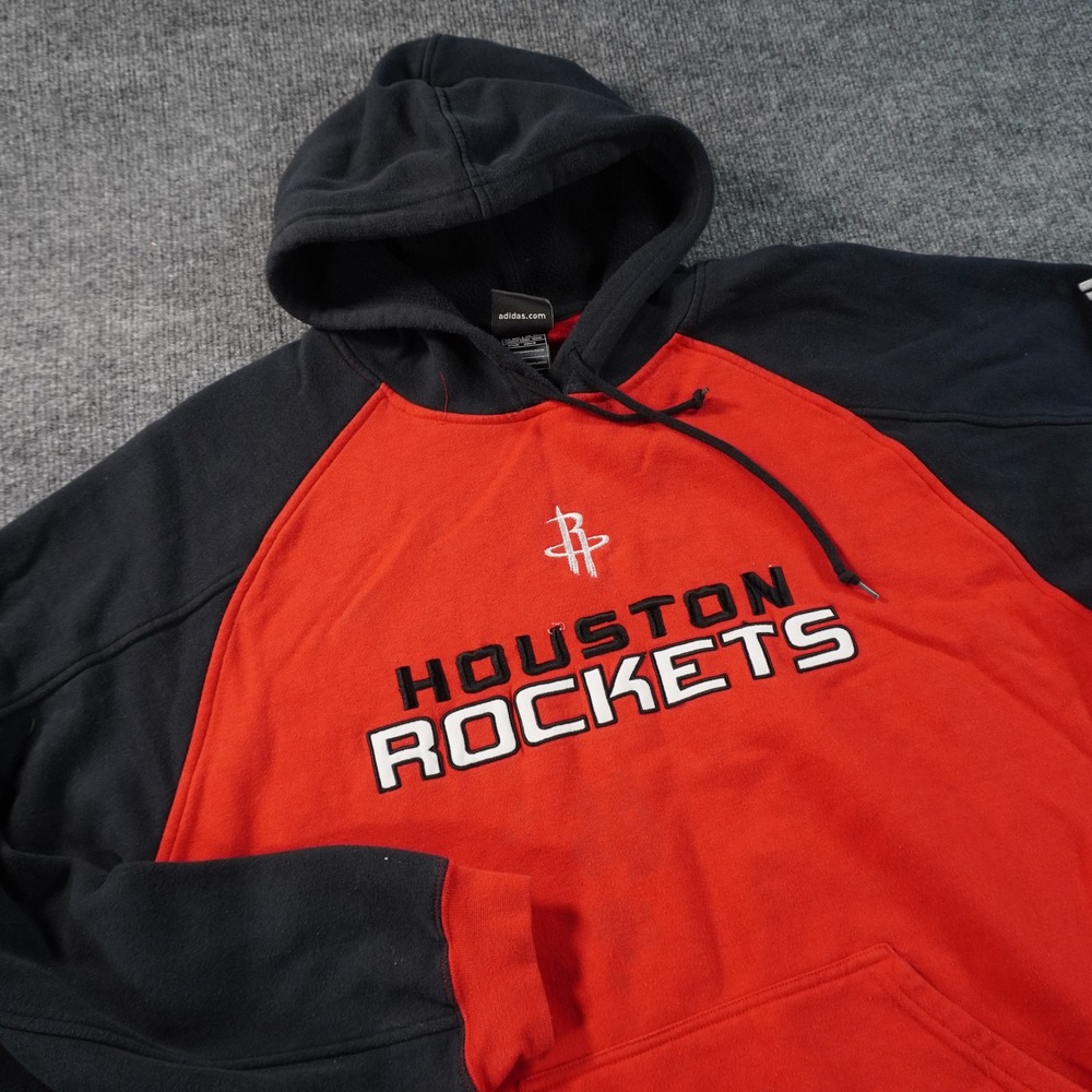 Adidas Houston Rockets Hoodie Mens XL Red Black Embroidered NBA Pullover